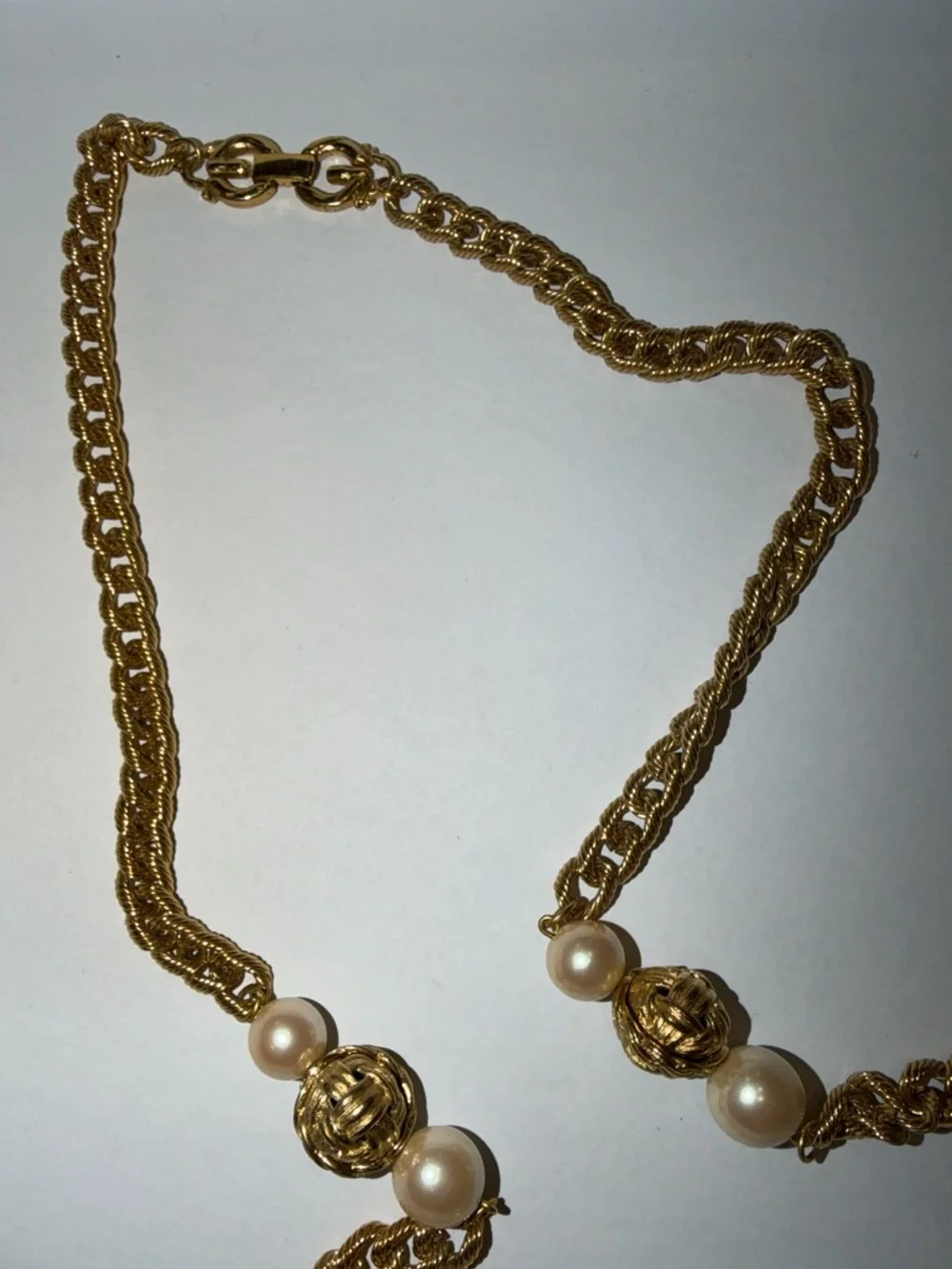 Vintage Givenchy Gold-Tone & Faux Pearl Haute Couture Runway 80’s Long Necklace - Picture 2 of 15